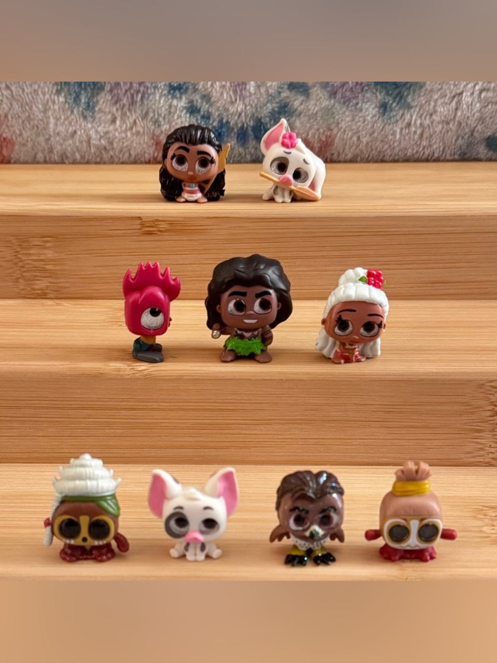 Disney Mini Figures Set with Brown, White, Pink, Black, Green Accents